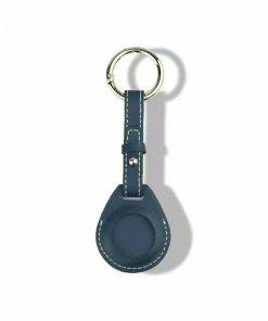 Leather Airtag Key Ring Blue