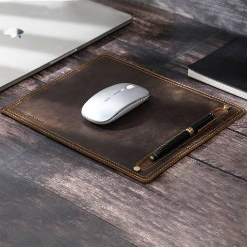 Leather Mouse Pad with Pen Holder