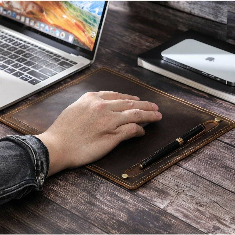 Leather Mouse Pad with Pen Holder