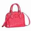 Women's Crocodile Bone Texture Leather Luggage Tote Bag Red