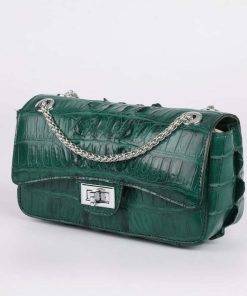 Genuine Crocodile Shoulder Bag Evening Crocodile Purse Dark Green