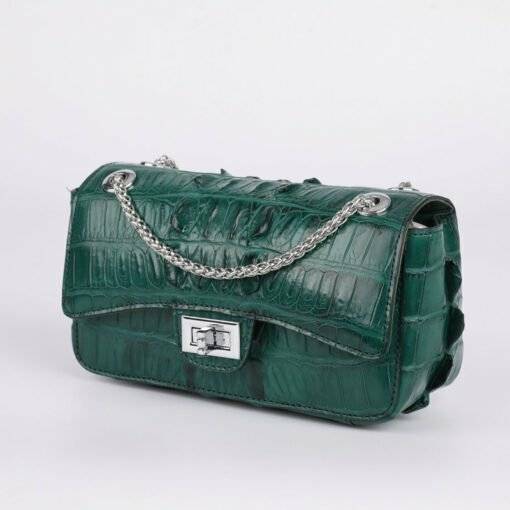 Genuine Crocodile Shoulder Bag Evening Crocodile Purse Dark Green