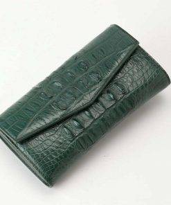 Womens Evening Crocodile Purse Wallet Clutch Bag Dark Green