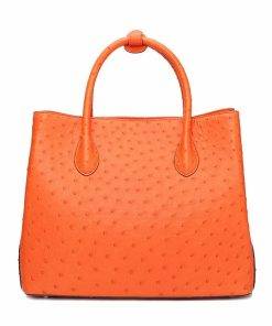 Women’s Ostrich Handbag Shoulder Bag Tote Purse Orange