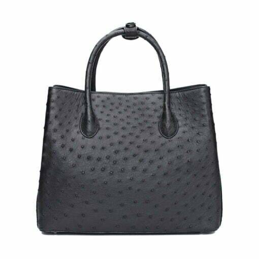 Women’s Ostrich Handbag Shoulder Bag Tote Purse Black