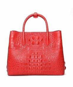 Womens Crocodile Skin Hornback Handbag Tote Zippers Bag