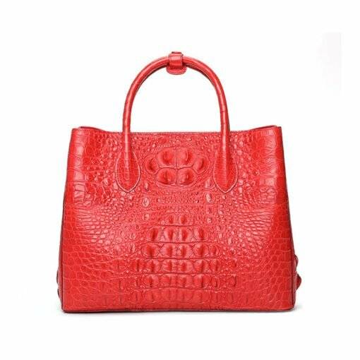 Womens Crocodile Skin Hornback Handbag Tote Zippers Bag