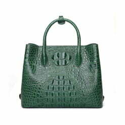 Womens Crocodile Skin Hornback Handbag Tote Zippers Bag Dark Green