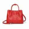 Womens Crocodile Skin Hornback Handbag Tote Zippers Bag Red