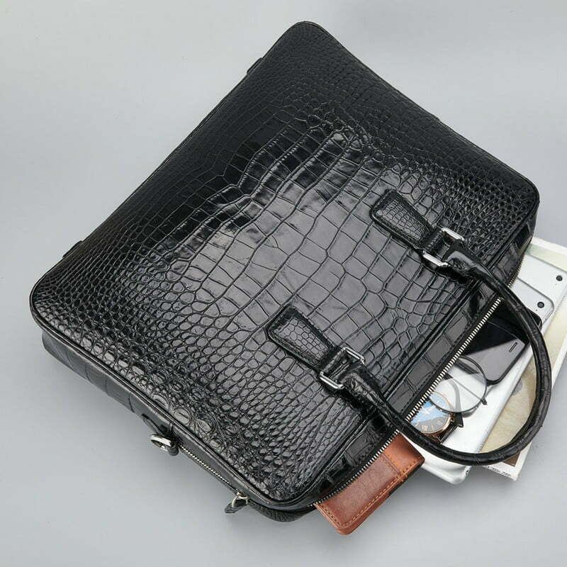 Genuine Crocodile Briefcase, Crocodile Business Bag for Men