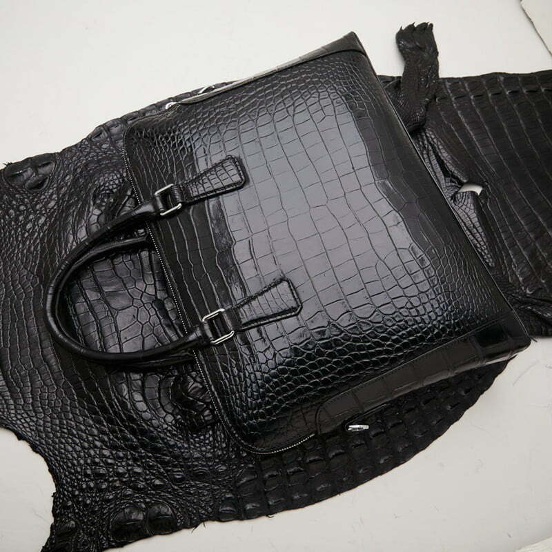 Genuine Crocodile Briefcase, Crocodile Business Bag for Men