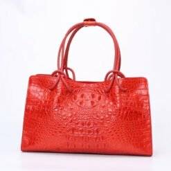 Women's Genuine Crocodile Leather Satchel Shoulder Bag Red