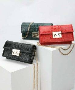 Women Genuine Crocodile Chain Shoulder Bag