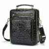 Mens Genuine Crocodile Cross-Body Shoulder Bags Black