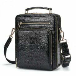 Mens Genuine Crocodile Cross-Body Shoulder Bags Black