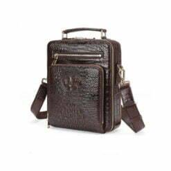 Mens Genuine Crocodile Cross-Body Shoulder Bags Brown