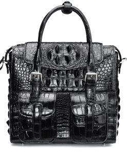 Mens Crocodile Briefcase Shoulder Crossbody Business Bag