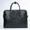 Mens Crocodile Leather Briefcase Black