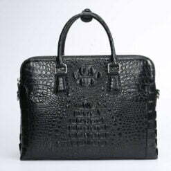 Mens Crocodile Leather Briefcase Black