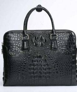 Mens Crocodile Leather Briefcase Black