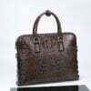 Mens Crocodile Leather Briefcase Brown