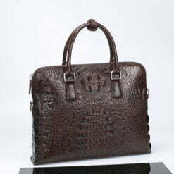 Mens Crocodile Leather Briefcase Brown