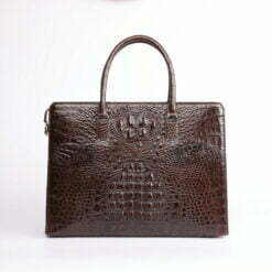 Mens Genuine Crocodile Briefcase Brown