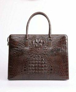 Mens Genuine Crocodile Briefcase Brown