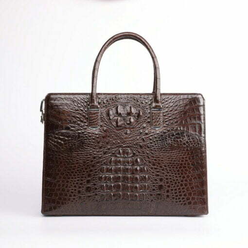 Mens Genuine Crocodile Briefcase Brown