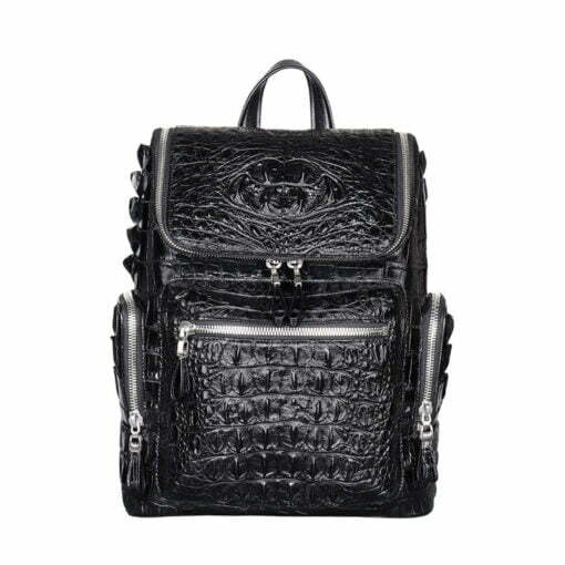 Genuine Crocodile Travel Backpack Men's Bag Black