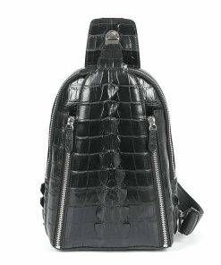 Men's Crocodile Chest Bag Sling Backpack Crossbody Shoulder Bags Black
