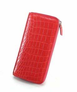Genuine Croc Womens Wallet Alligator Purse Clutch Red
