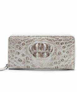 Genuine Crocodile Womens Zip Wallet Fashion Clutch Purse White