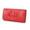 Genuine Crocodile Hornback Leather Womens Wallet Red