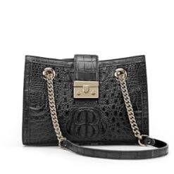 Genuine Crocodile Women’s Chain Shoulder Bag Black