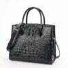 Women Genuine Crocodile Handbag Ladies Shoulder Bag Black