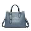 Crocodile Texture Leather Tote Shoulder Bag Blue