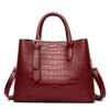 Crocodile Texture PU Leather Tote Shoulder Bag Red