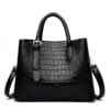 Crocodile Texture PU Leather Tote Shoulder Bag Black