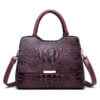 Convex Crocodile Pattern PU Leather Fashion Tote Handbag Purple