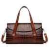 Fashion Vintage Crocodile Casual PU Leather Tote Bag Coffee