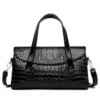 Fashion Vintage Crocodile Casual PU Leather Tote Bag Black