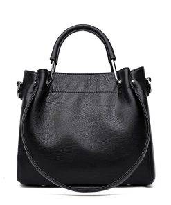 Leather Shoulder Strap Crossbody Shoulder Bag Black