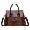 Fashion Crocodile Texture PU Leather Tote Bag Ladies Coffee