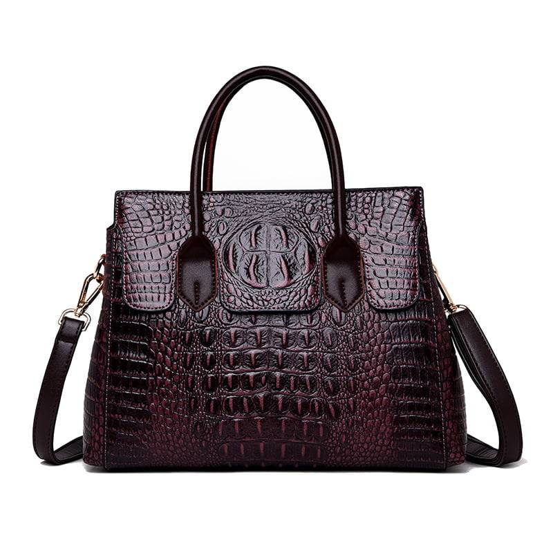 Alligator Tote Bag in Burgundy