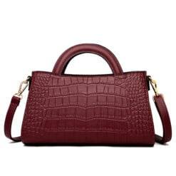 Fashion Crocodile Texture PU Shoulder Crossbody Bag Wine Red