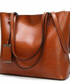 Women’s Elegant Leather Shoulder Bag Office Large Handbag Brown