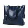 Women’s Elegant Leather Shoulder Bag Office Large Handbag Blue