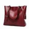 Women’s Elegant Leather Shoulder Bag Office Large Handbag Wine Red