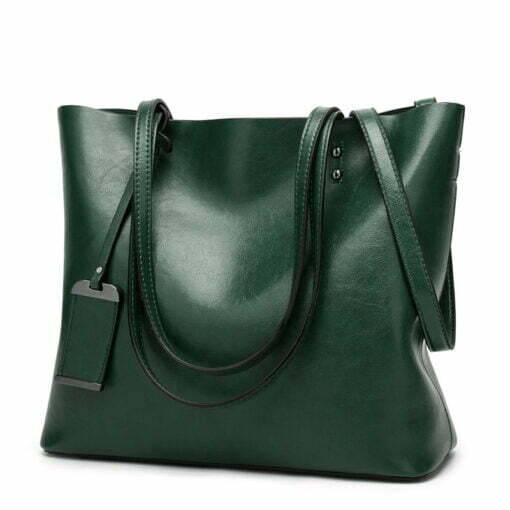 Women’s Elegant Leather Shoulder Bag Office Large Handbag Green